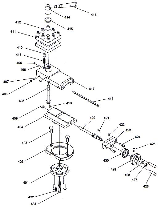складальна схема різцевих санок (верхнього супорта) токарного верстата Профі 550 Профі 550 Схема складання різцевих санок (верхнього супорта) токарного верстата